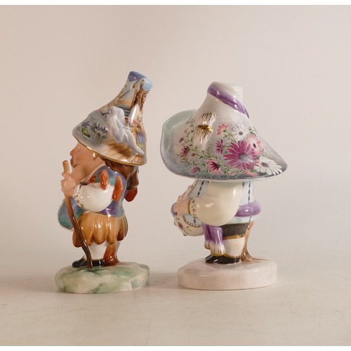 342 - Pair of Royal Crown Derby models of Mansion House Dwarfs, 19 and 17.5cms, both boxed.