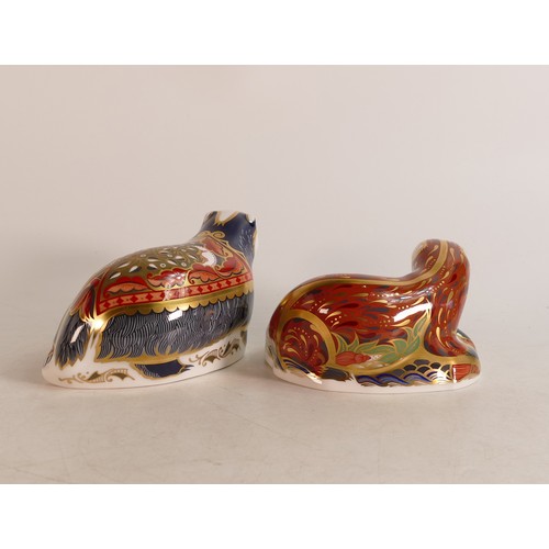 349 - Royal Crown Derby paperweights Otter and Moonlight Badger, gold stoppers, boxed (2)