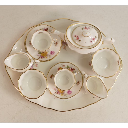 361 - A Royal Crown Derby miniature Derby Posies tea set with additional 2 x saucers, cup, milk jug and su... 