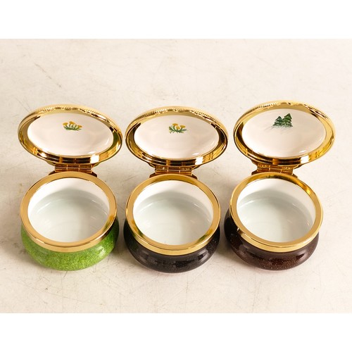 418 - Elliot Hall enamelled round lidded boxes in the Rabbit, Badger and Brown Bear designs. Limited editi... 