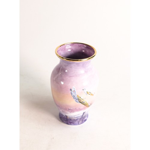 423 - Elliot Hall enamelled Spitfire vase by Peter Graves. Limited edition 4/20. Boxed with certificate. H... 