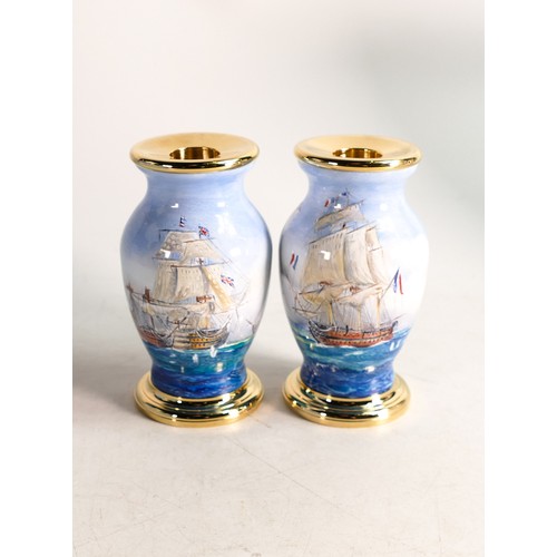 424 - A pair of Elliot Hall enamelled Breaking the Line vases by Peter Graves . Limited edition 7/25. Boxe... 