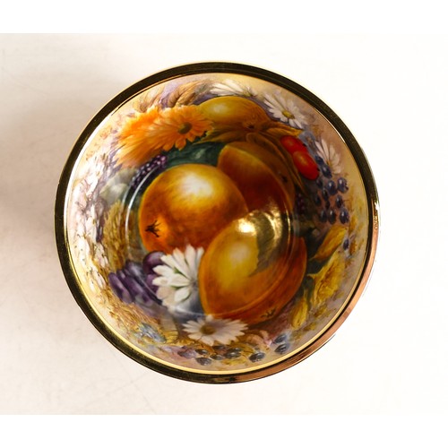 426 - Elliot Hall Enamel footed bowl decorated with fruits and berries by N Creed. Limited edition 17/55. ... 