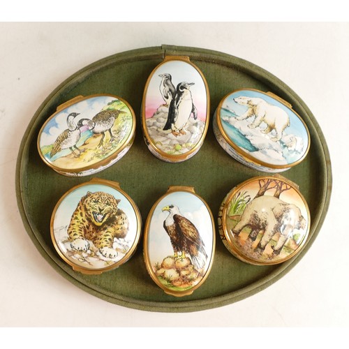 429 - Bilston & Battersea set of six World Wildlife enamelled boxes. Limited edition 123/350. Boxed