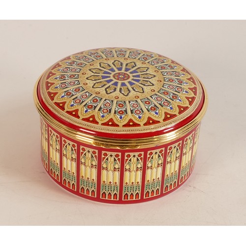 430 - Halcyon Days enamelled musical box Rose Window. Limited edition 180/250. Boxed with certificate