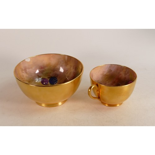 470 - Royal Worcester fruit and gilt cup signed E Townsend together with a fruit and berries bowl, signed.... 