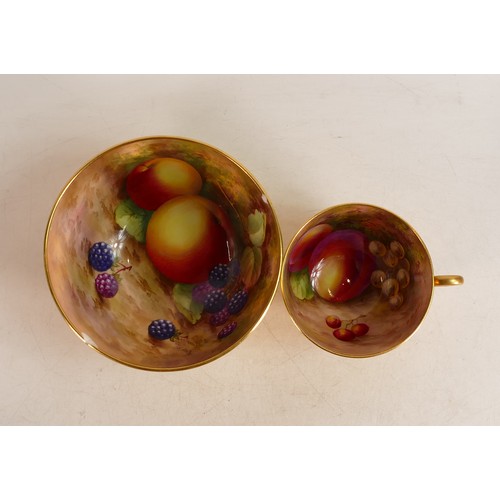 470 - Royal Worcester fruit and gilt cup signed E Townsend together with a fruit and berries bowl, signed.... 