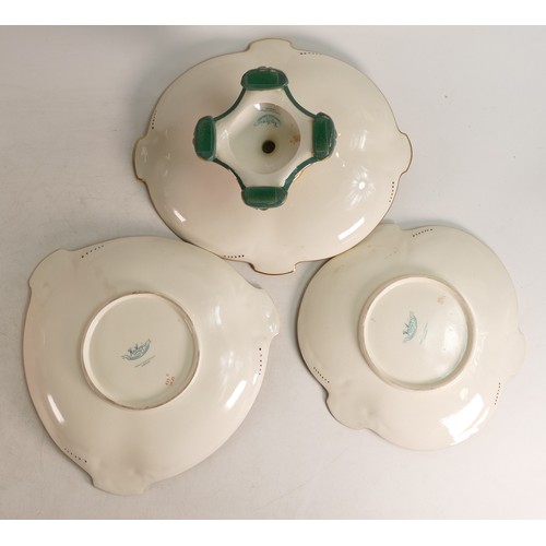 488 - Hadley Worcester floral decorated comport and two dishes. Diameter of comport 27cm (3)