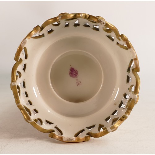 495 - A Royal Worcester Ivory Blush spill vase. Modelled with Chinoiserie gilt stand. Painted with Highlan... 