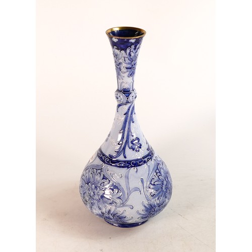 508 - Moorcroft Florian vase in the Blue Cornflower pattern of knopped bottle form. Height: 27.2cm