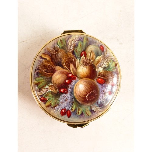 530 - Moorcroft enamel Harvest Inspiration lidded box by Nigel Creed. Limited edition 36/50. Boxed with ce... 