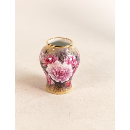 532 - Moorcroft enamel Peony vase by Nigel Creed. Limited edition 48/75. Boxed with certificate. Height 6c... 