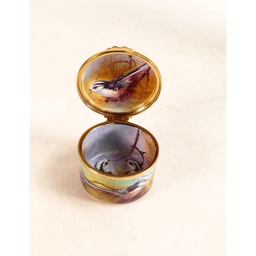 537 - Moorcroft enamel Long Tailed Tits by Nigel Creed. Limited edition 41/50. Boxed with certificate. Dia... 