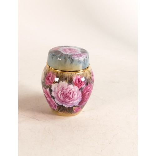 550 - Moorcroft enamel Peony ginger jar by Nigel Creed. Limited edition 23/75. Boxed with certificate. Hei... 