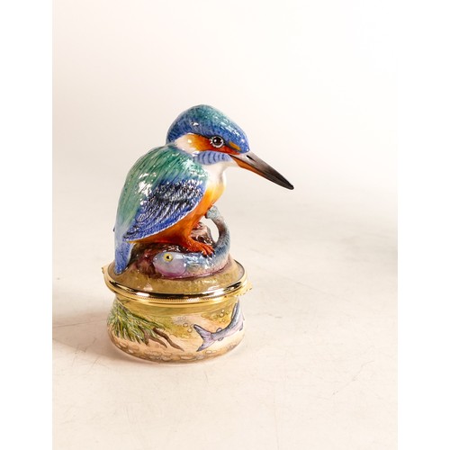 569 - Moorcroft enamel Kingfisher Bonbonniere by J Horne. Limited edition 100/100. Boxed with certificate.... 