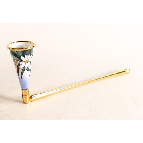 586 - Moorcroft enamel The Meadow candle snuffer by A Rose, limited edition 3/10. Boxed with certificate. ... 