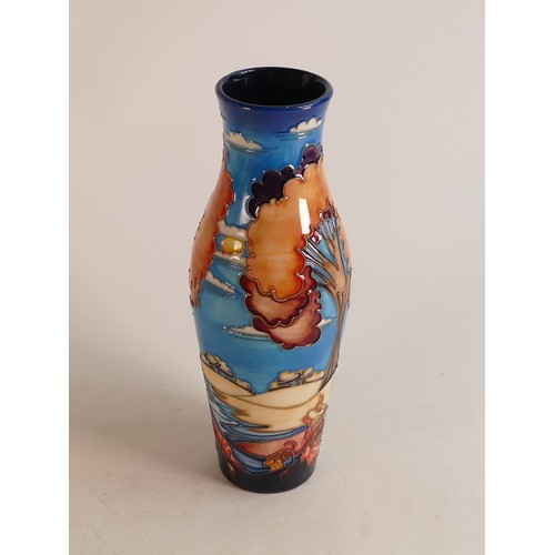 630 - Moorcroft Wanderers Sky vase, designed by Emma Bossons, 31cm, boxed.