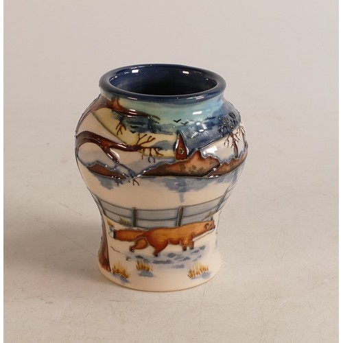 655 - Moorcroft Woodside Farm pattern vase, dated 1999, height 8.5cm