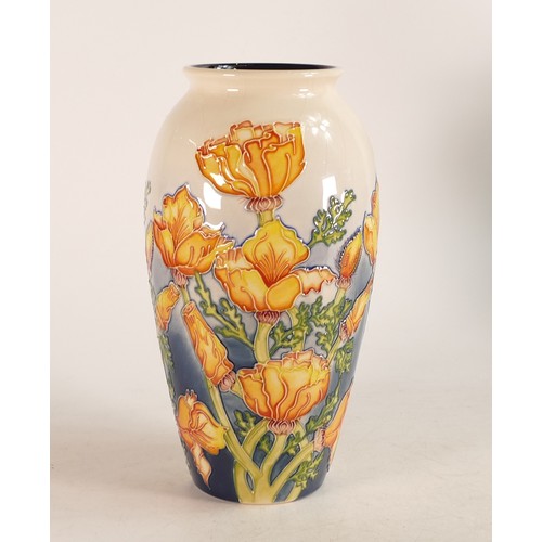 689 - Large Moorcroft vase decorated with orange flowers. Marked MCC 2003 to base. Collectors club open da... 