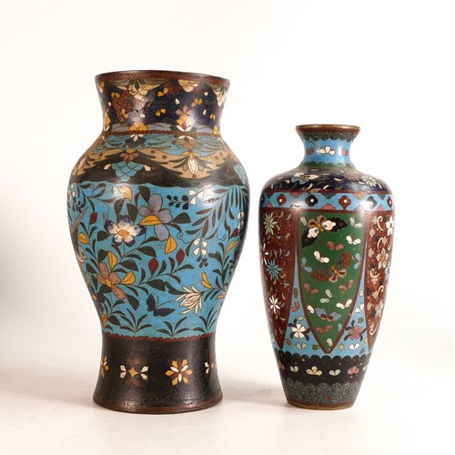 1659 - Two 19th century Cloisonne vases, standing 24.5cm & 21cm.  Both appear to be in good order.