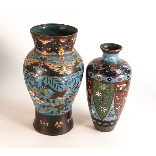 1659 - Two 19th century Cloisonne vases, standing 24.5cm & 21cm.  Both appear to be in good order.