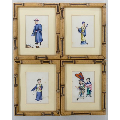 1670 - A set of four Chinese watercolours on Rice paper. Scenes depicting various figures in tradition dres... 