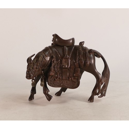 1673 - 19th century Japanese bronze horse Censer. Height 11.5cm, length 14.5cm