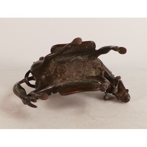 1673 - 19th century Japanese bronze horse Censer. Height 11.5cm, length 14.5cm