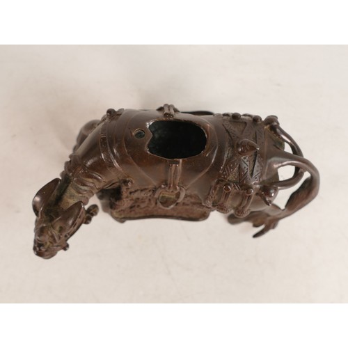 1673 - 19th century Japanese bronze horse Censer. Height 11.5cm, length 14.5cm