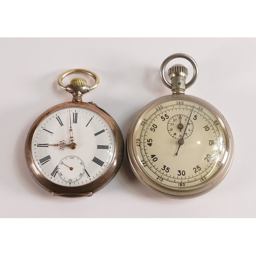 1785 - RAF top winding stopwatch, reverse marked A.M. 6B/221 8317/43, together with silver top winding pock... 