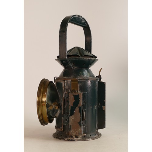 1786 - WWII Issue hand held Railway lantern. Brass and glass, surround is impressed 1211 BJ. Height: 30cm