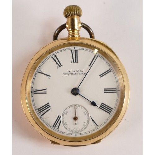 1859 - Waltham Riverside 18ct gold case pocket watch, marked 18c on inside and outer cover, no engraved ded... 