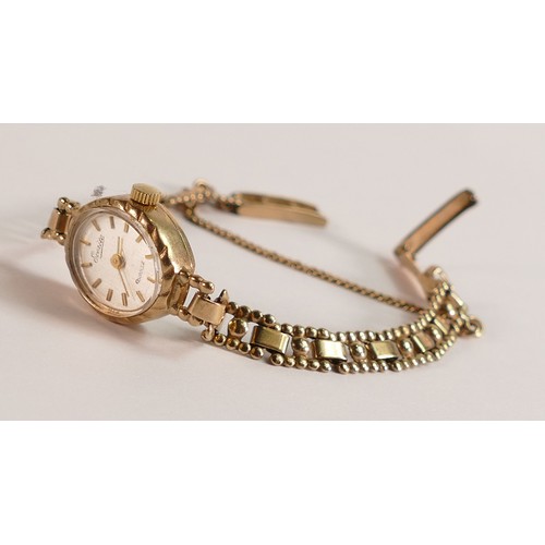 1860 - 9ct gold hallmarked Everite ladies wrist watch & 9ct gold bracelet, gross weight 11.22g.  Not workin... 