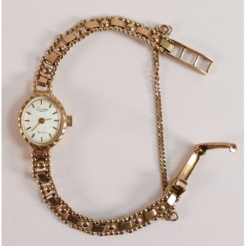 1860 - 9ct gold hallmarked Everite ladies wrist watch & 9ct gold bracelet, gross weight 11.22g.  Not workin... 