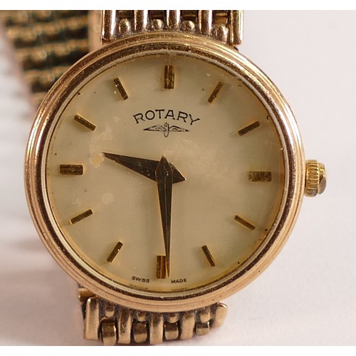 1865 - Ladies 9ct gold Rotary wristwatch with 9ct gold bracelet, gross weight 20g.