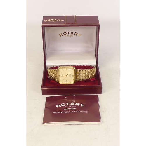 758 - Gentlemans Rotary Quartz date wristwatch, gold plated with bracelet, boxed.