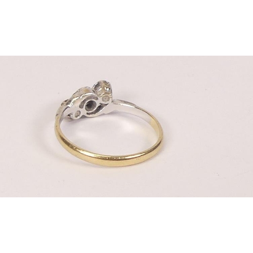 772 - 18ct gold & platinum three stone diamond ring, size L,2.1g.