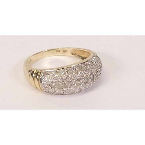 773 - 9ct gold diamond cluster ring, .50ct of diamonds, size O, 4.1g.