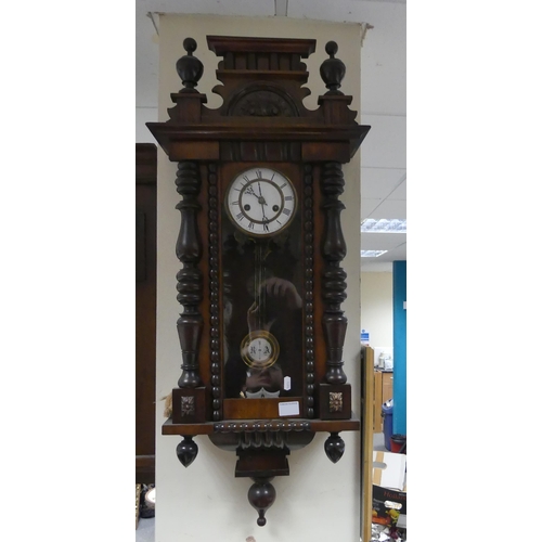 537 - 19th Century Vienna Wall Clock with Brass Eagle Finial. Height: approx. 100cm