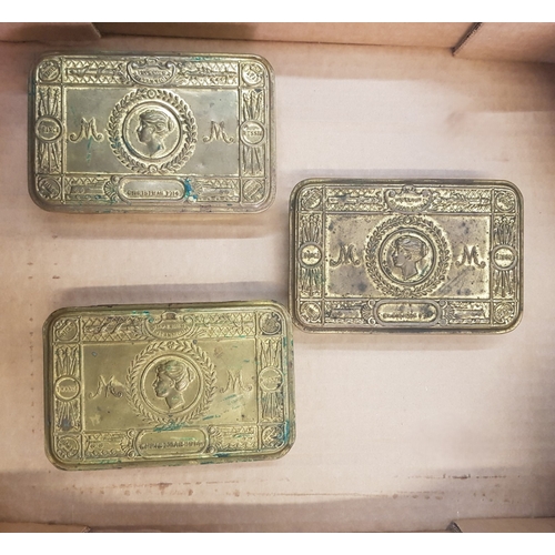 465 - Three brass 1914 Princess Mary gift tins (3).