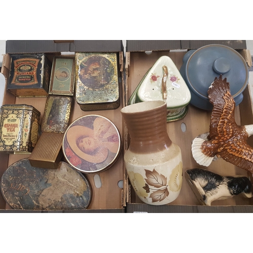 470 - A mixed collection of items to include vintage tins, Beswick Bald Eagle (a/f), Radford vase etc (2 t... 