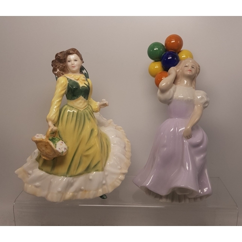 373 - Royal Doulton lady figures April HN3693 and Balloons HN3187, both first quality (2).