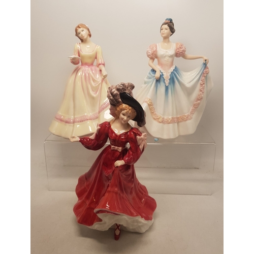 377 - Royal Doulton lady figures Patricia HN3365, Yours Forever HN3354 and Lindsay HN3645, all 2nd quality... 