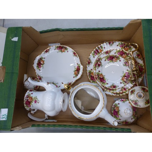 83 - A collection of Royal Albert Old Country Roses items to include large Tea pot, large coffee pot, cak... 