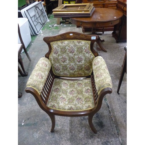 619 - Early 20th century inlaid mahogany upholstered armchair