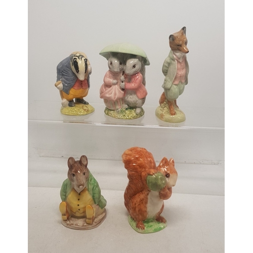 393 - Beswick Beatrix Potter figures Squirrel Nutkin, Samuel Whiskers and Tommy Brock together with Royal ... 