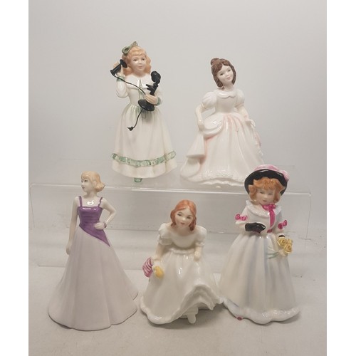 399 - Royal Doulton small figures to include Sharon, Free Spirit, Hello Daddy, Amanda and Lynsey (5).