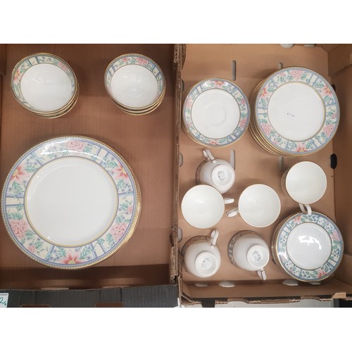 472 - Royal Grafton floral decorated tea/dinnerware, 37 pieces (2 trays).