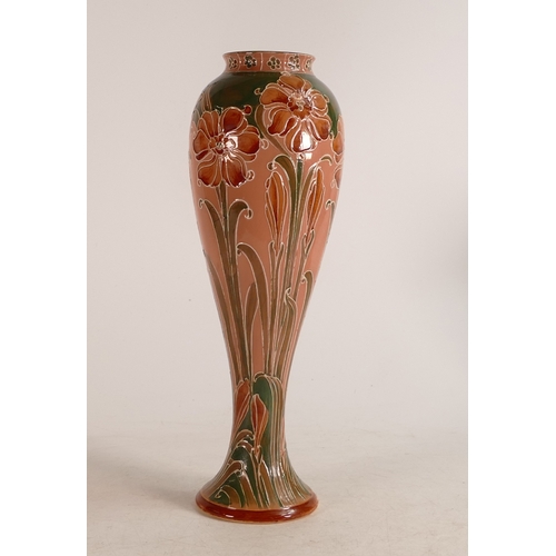 696 - William Moorcroft for Macintyre, a Florian vase in terracotta and green colourway, h.30.5cm.