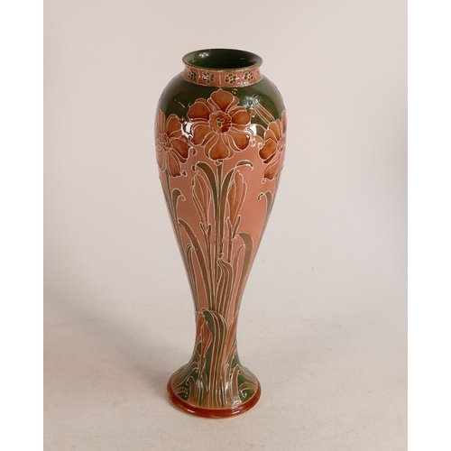 696 - William Moorcroft for Macintyre, a Florian vase in terracotta and green colourway, h.30.5cm.